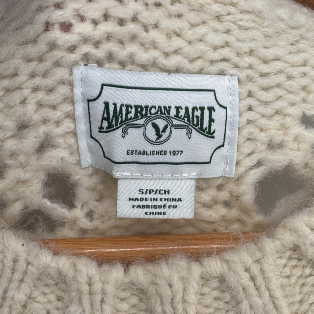 American Eagle Sweater Womens Small Ivory Oversized Wool Blend Cottagecore Boho - Picture 5 of 15